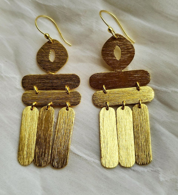 Artisanal Handcrafted Hammered Brass Earrings