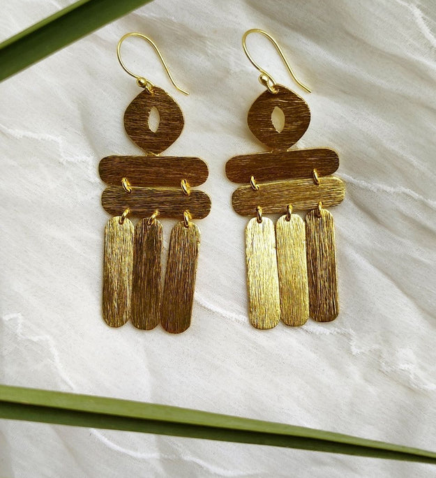 Artisanal Handcrafted Hammered Brass Earrings