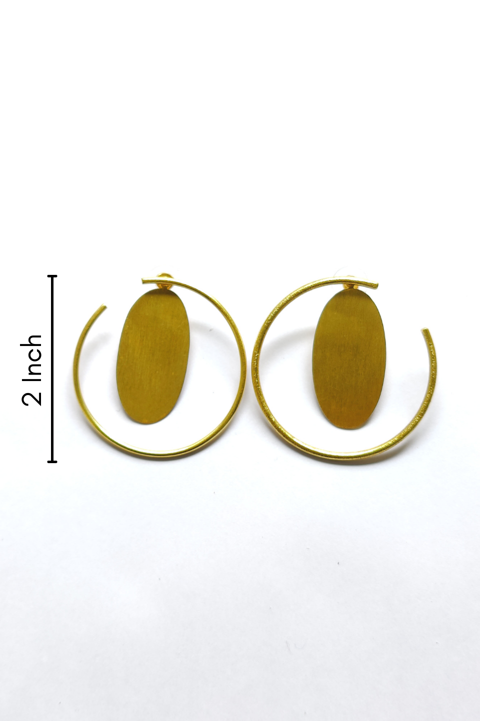 LocalLane Oval and Layered Hoop Handmade Brass Earrings