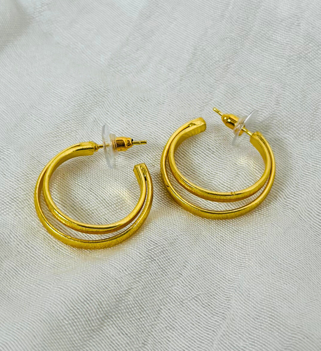 LocalLane Gold-Plated Double Hoop Earrings