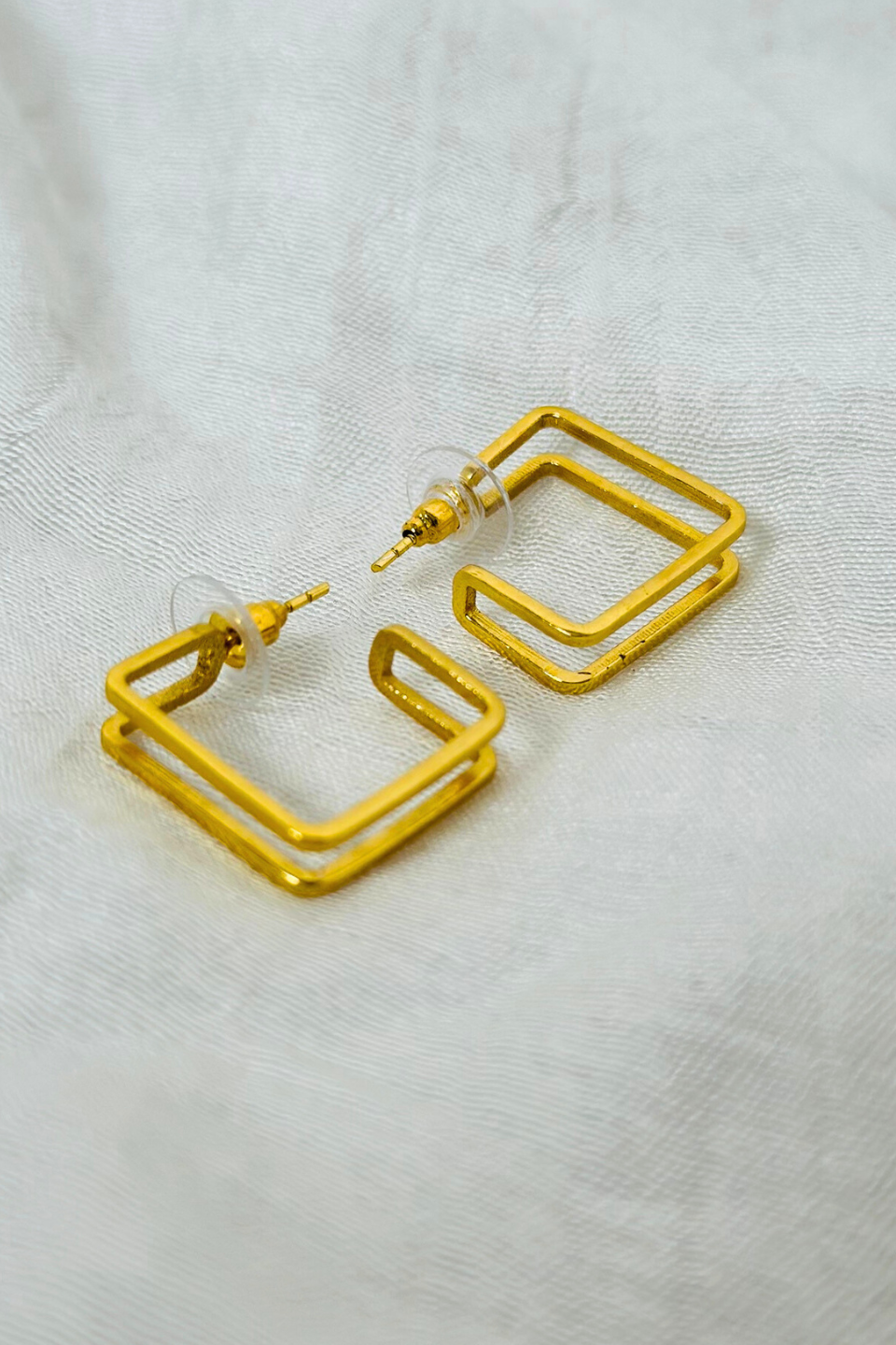 LocalLane Gold-Plated Square Hoops