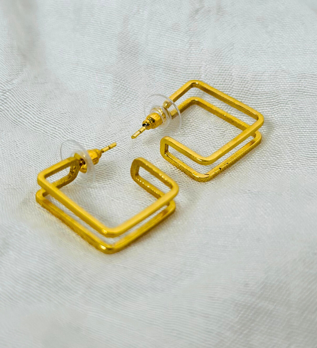 LocalLane Gold-Plated Square Hoops