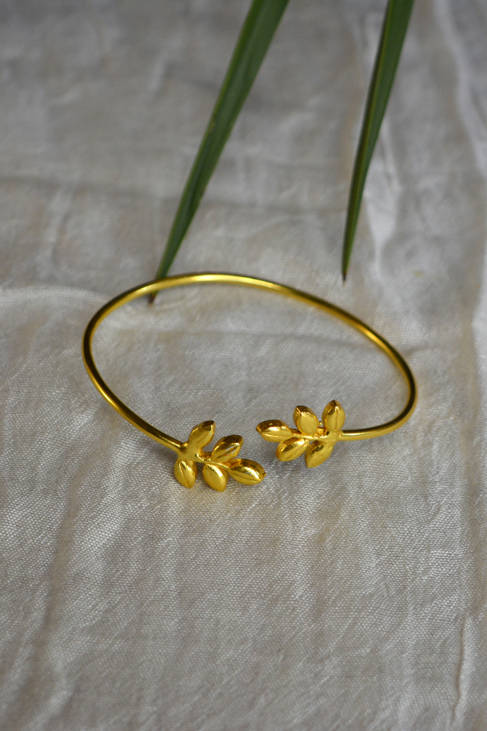 LocalLane Leafy Ends Adjustable Handmade Brass Bracelet