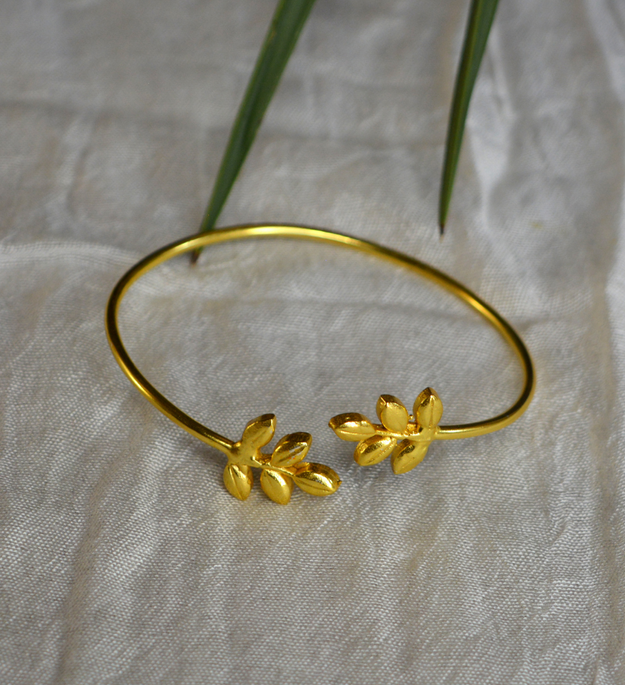 LocalLane Leafy Ends Adjustable Handmade Brass Bracelet