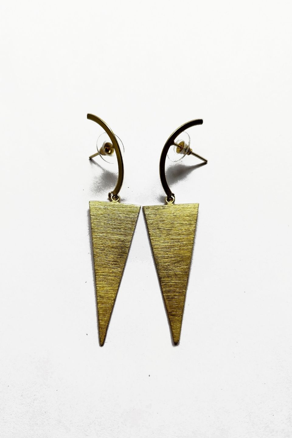 LocalLane Crescent Moon Triangular Handmade Brass earrings