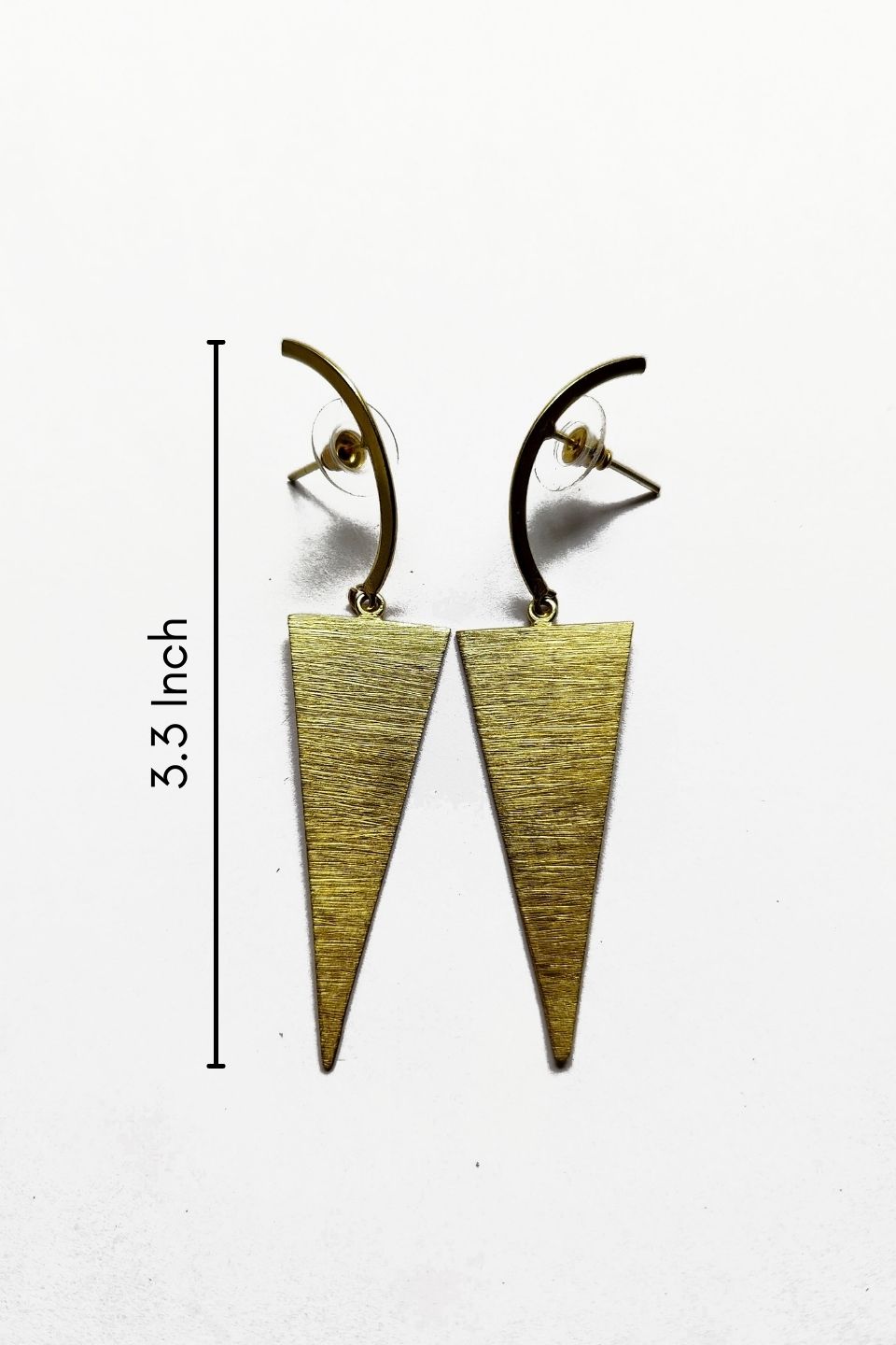 LocalLane Crescent Moon Triangular Handmade Brass earrings