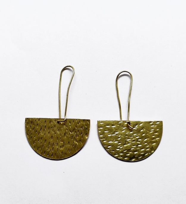 LocalLane Half Moon Handmade Brass Earrings