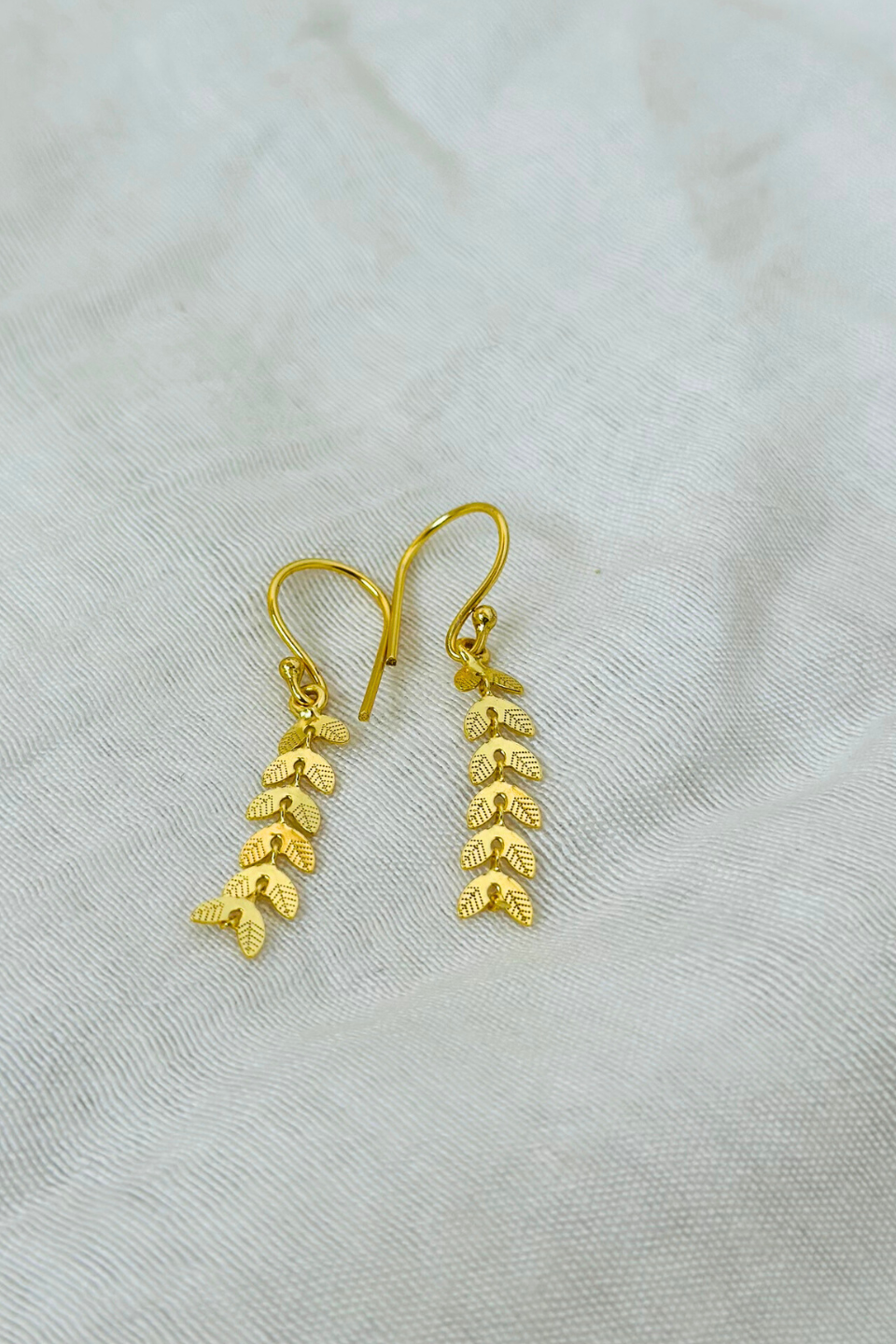 LocalLane Gold-Plated Leaves Dangle Earrings