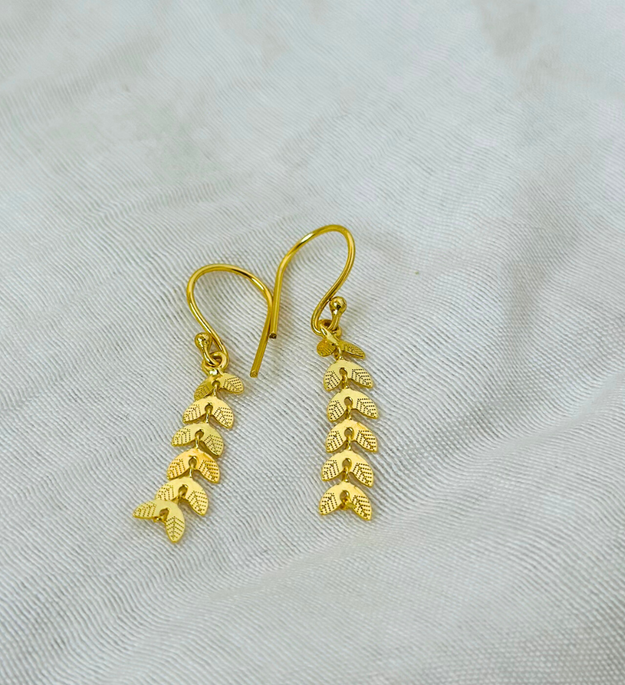 LocalLane Gold-Plated Leaves Dangle Earrings