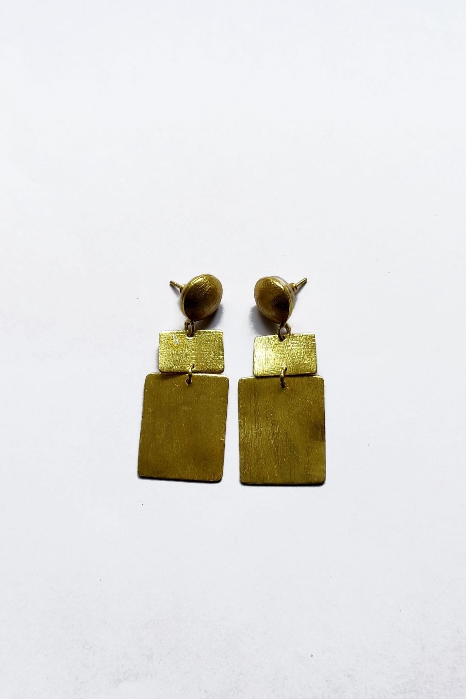 LocalLane Geometric Statement Handmade Brass Earrings