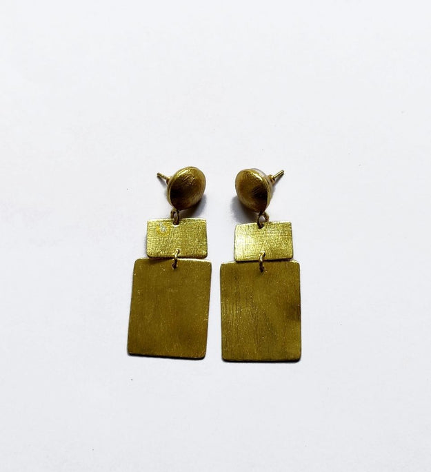 LocalLane Geometric Statement Handmade Brass Earrings