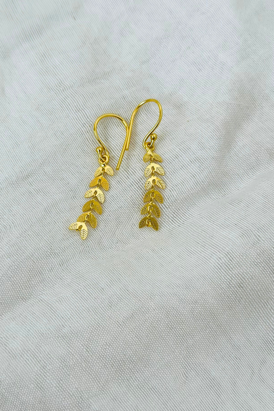 LocalLane Gold-Plated Leaves Dangle Earrings