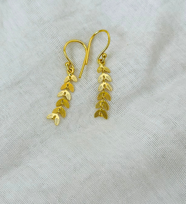 LocalLane Gold-Plated Leaves Dangle Earrings