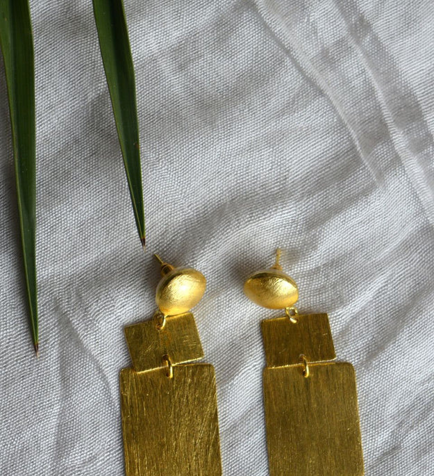 LocalLane Geometric Statement Handmade Brass Earrings