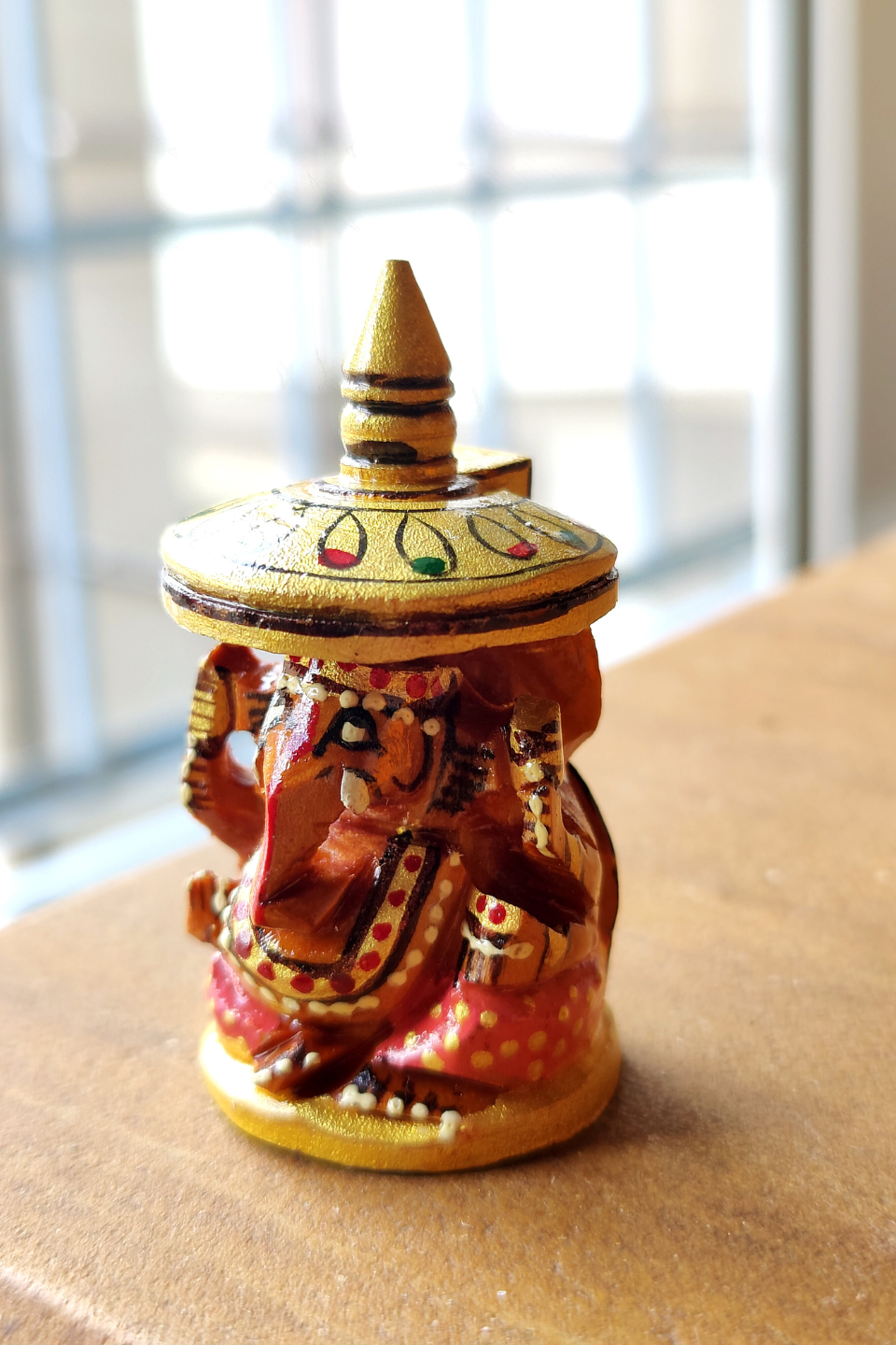 LocalLane Hand-Carved & Hand-Painted Wooden Mini Ganesha Idol