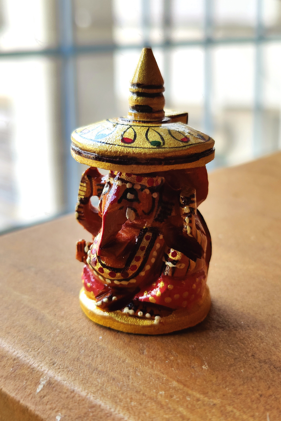 LocalLane Hand-Carved & Hand-Painted Wooden Mini Ganesha Idol