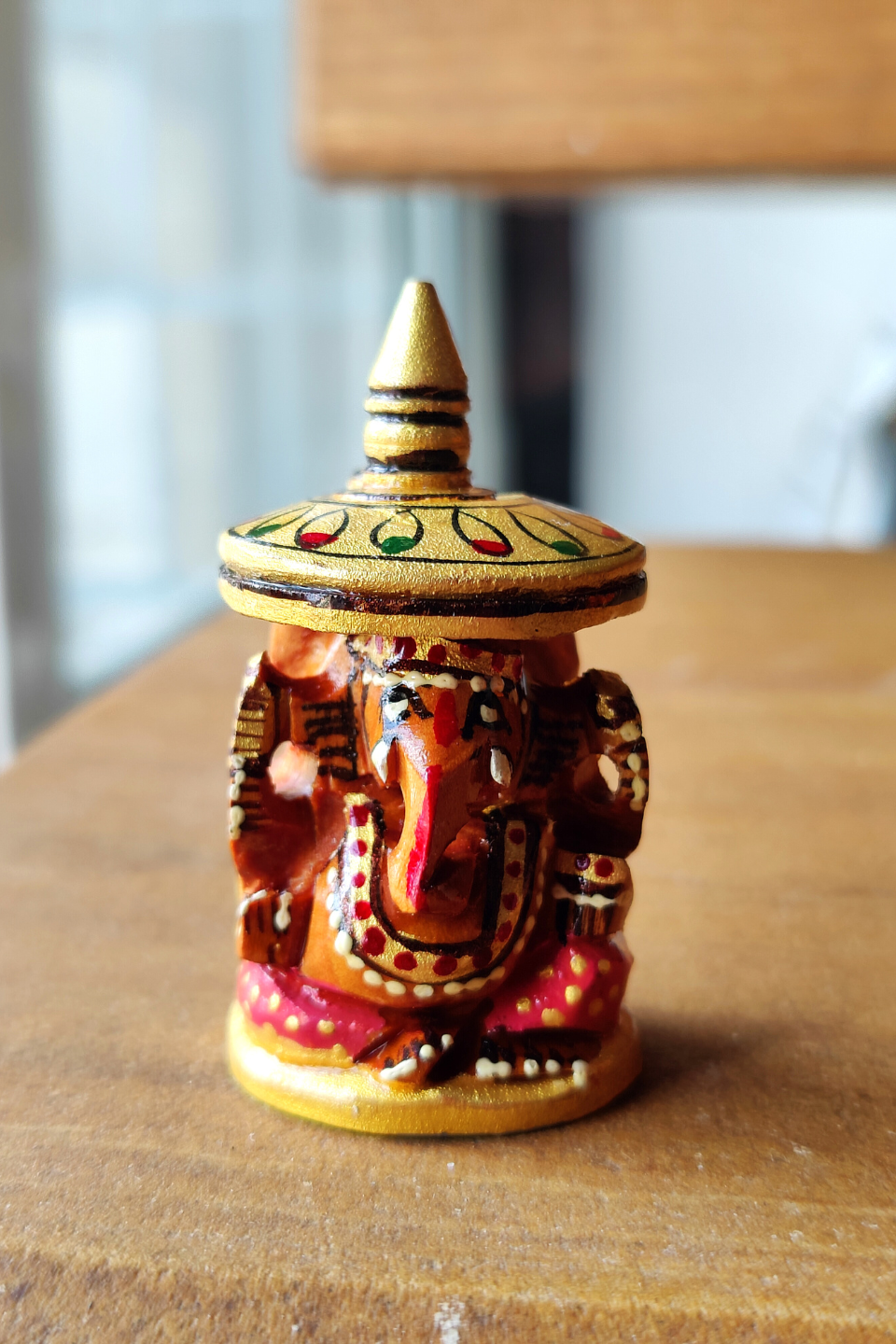 LocalLane Hand-Carved & Hand-Painted Wooden Mini Ganesha Idol