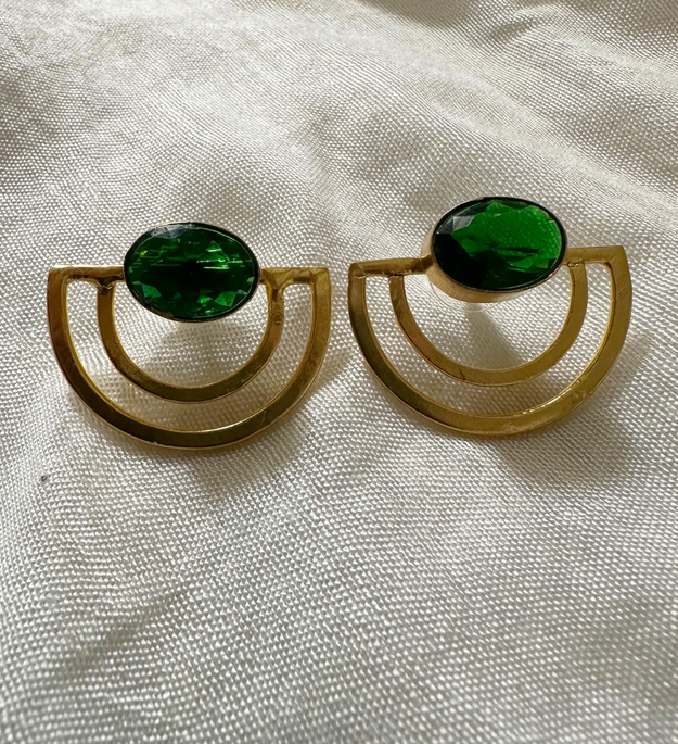 LocalLane Green Emerald Gemstone Handmade Brass Tops