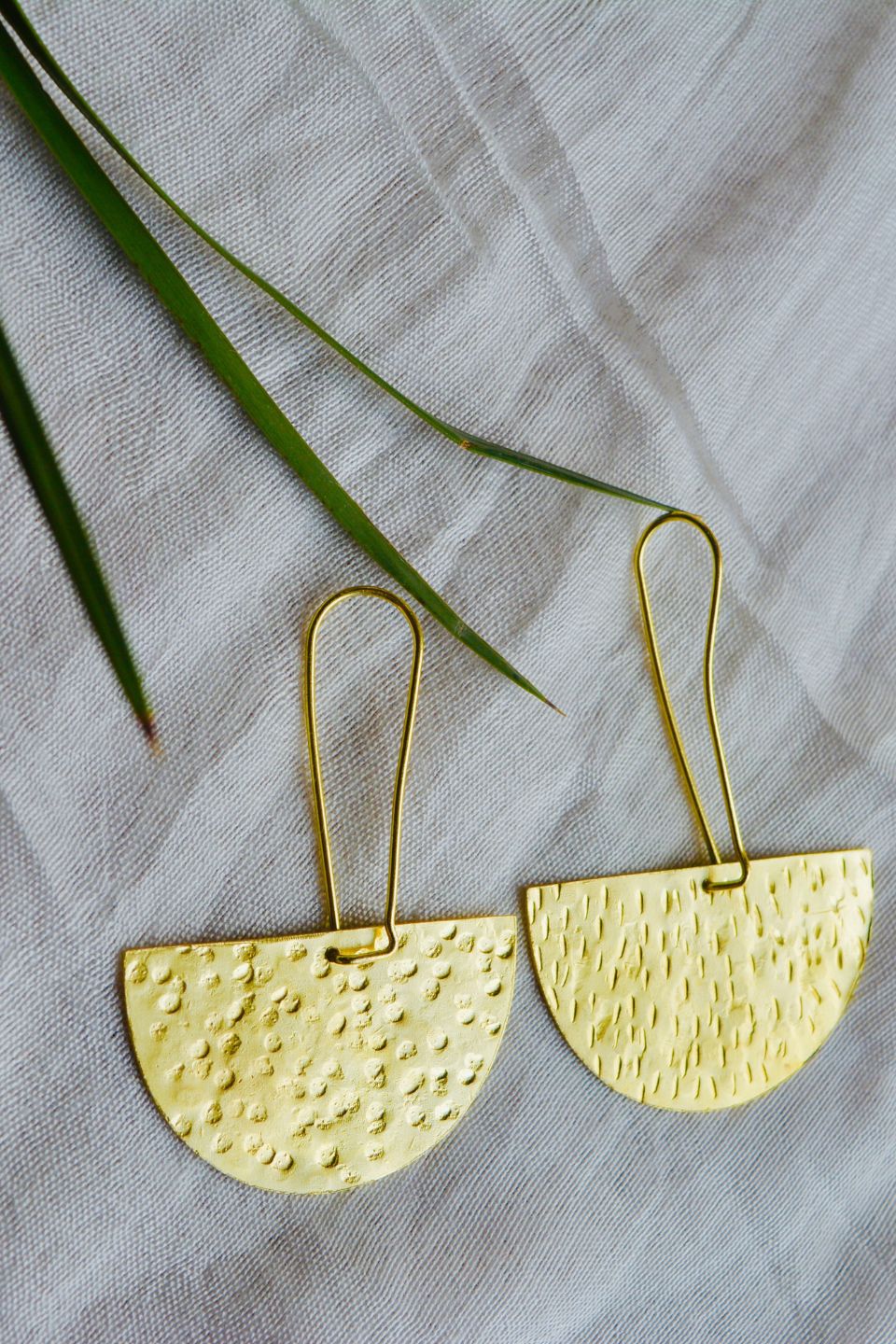 LocalLane Half Moon Handmade Brass Earrings