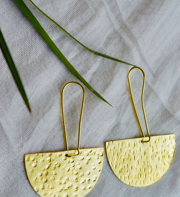 LocalLane Half Moon Handmade Brass Earrings