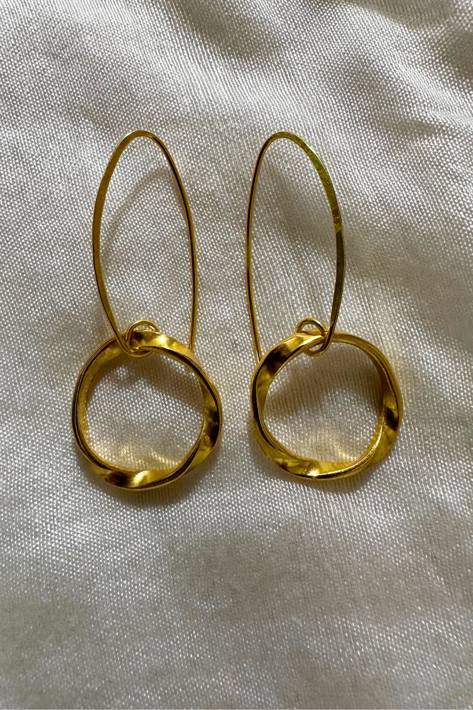 LocalLane Handcrafted Contemporary Long Wired Brass Earrings