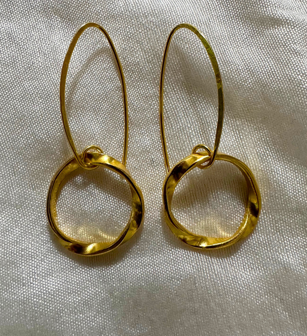 LocalLane Handcrafted Contemporary Long Wired Brass Earrings