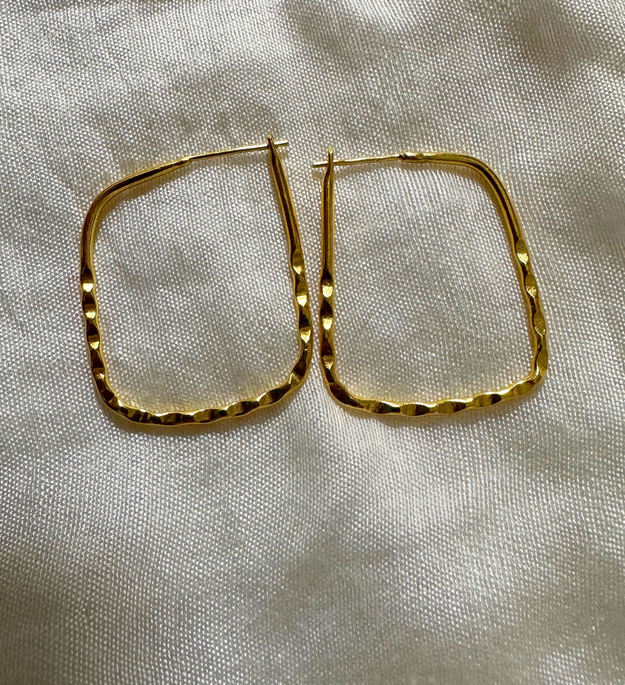 LocalLane Handcrafted Square Hoop Brass Earrings