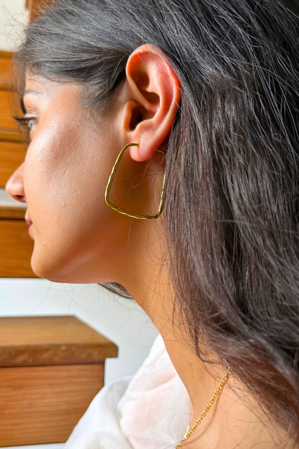 LocalLane Handcrafted Square Hoop Brass Earrings