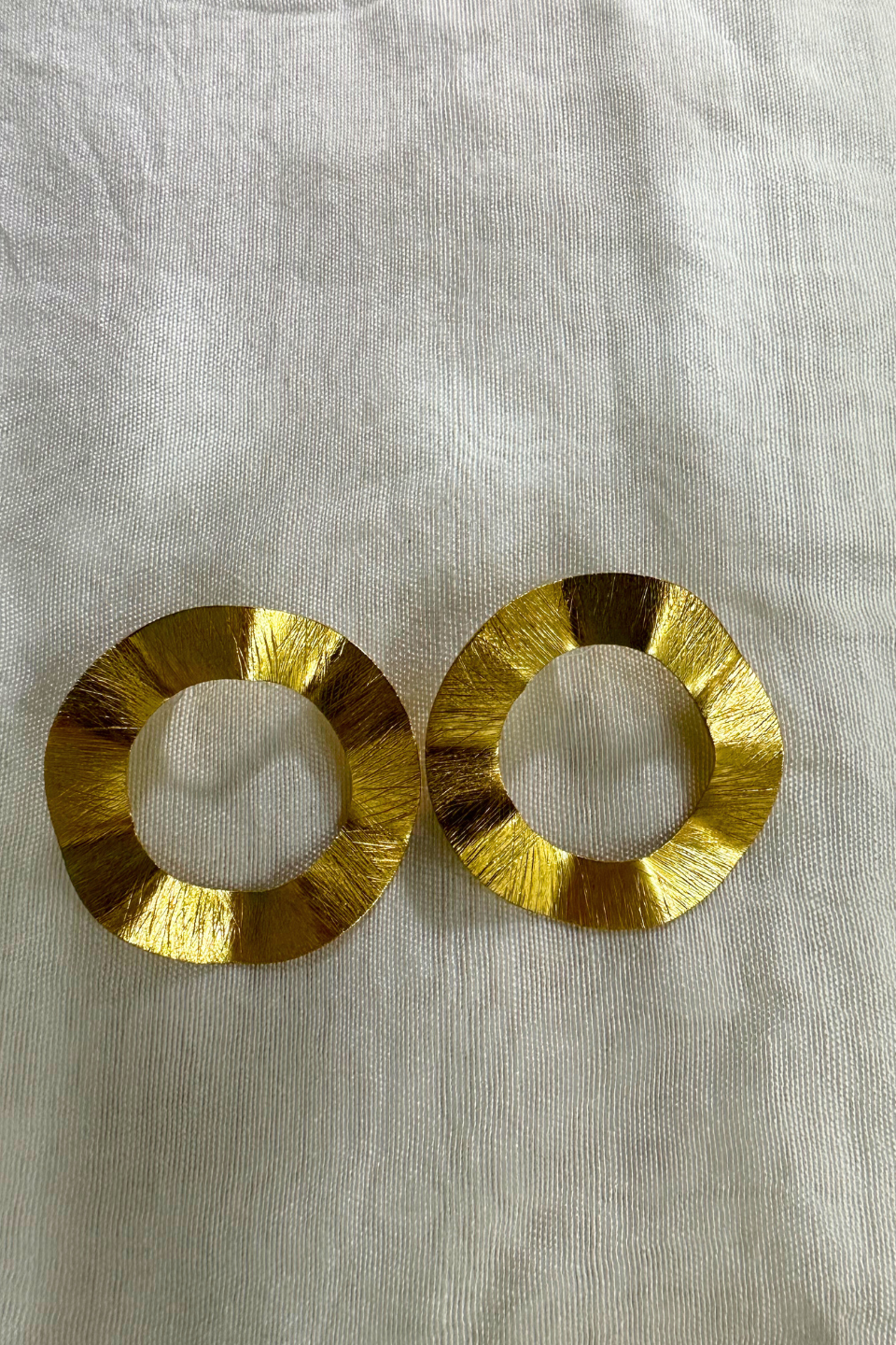 LocalLane Handcrafted Wavy Hoop Brass Earrings