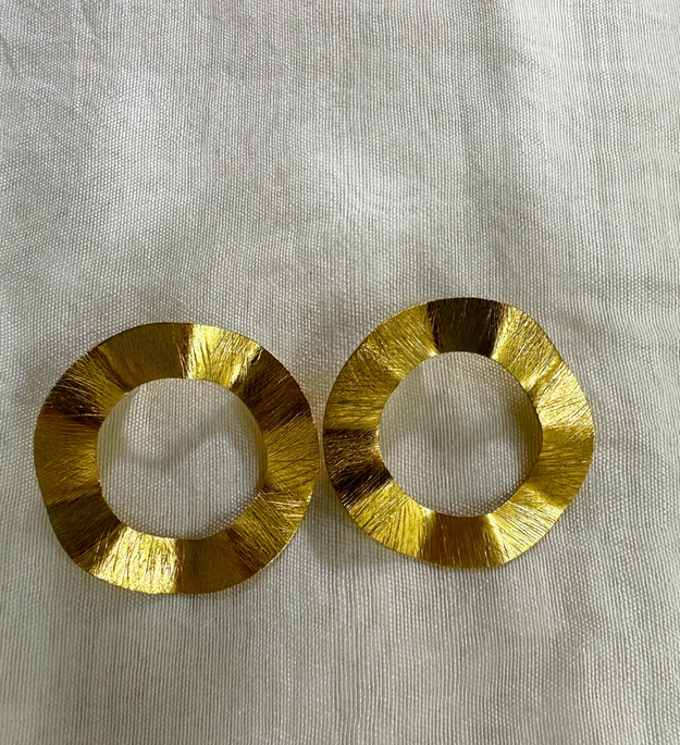 LocalLane Handcrafted Wavy Hoop Brass Earrings