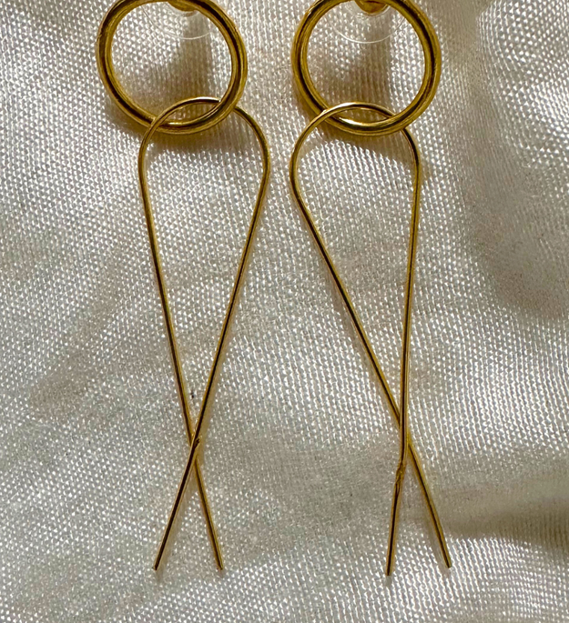 LocalLane Handcrafted Loop Wired Brass Earrings