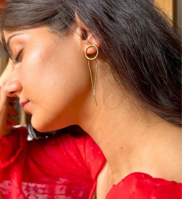 LocalLane Handcrafted Loop Wired Brass Earrings