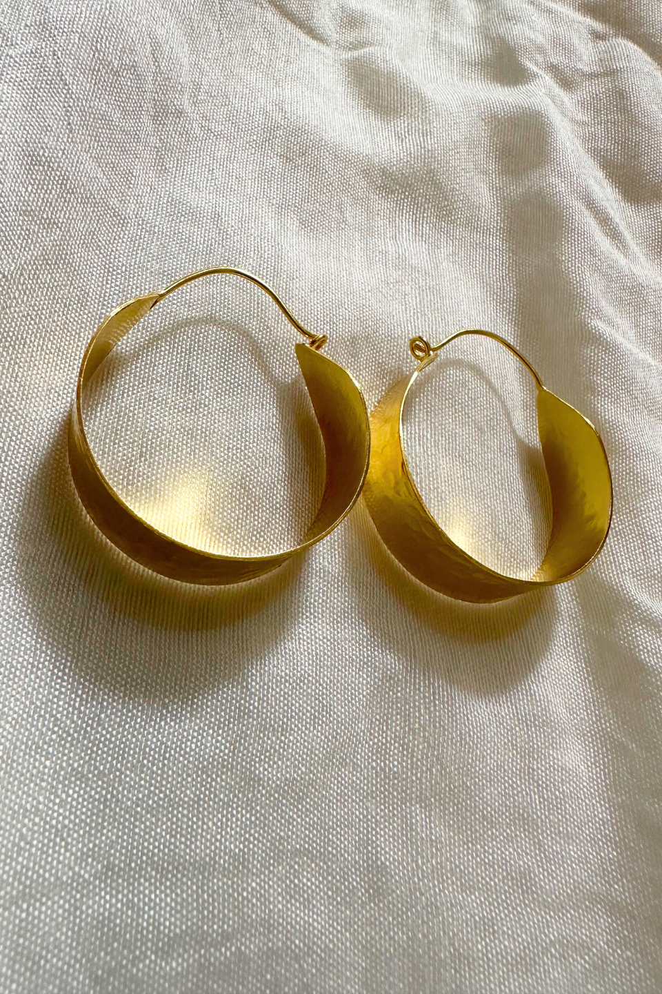 LocalLane Handcrafted Hammered Brass Hoops