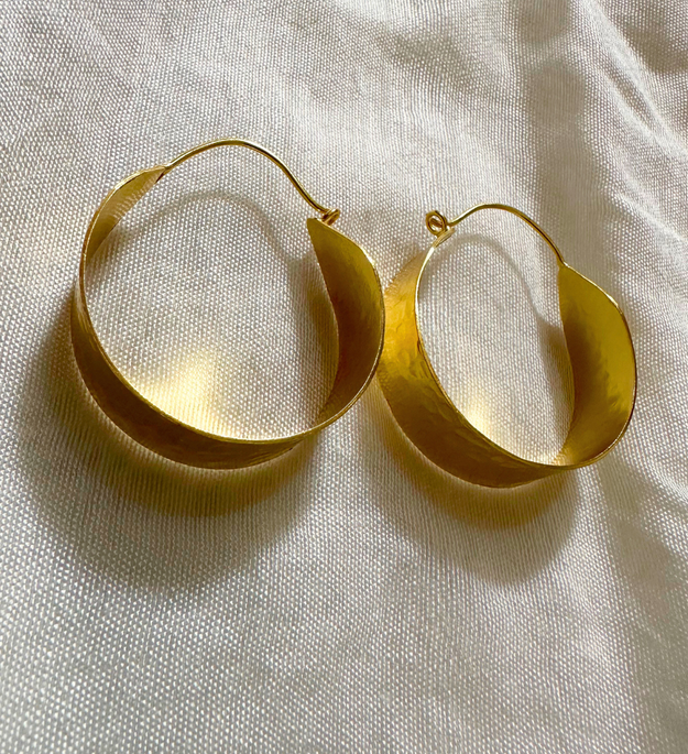 LocalLane Handcrafted Hammered Brass Hoops