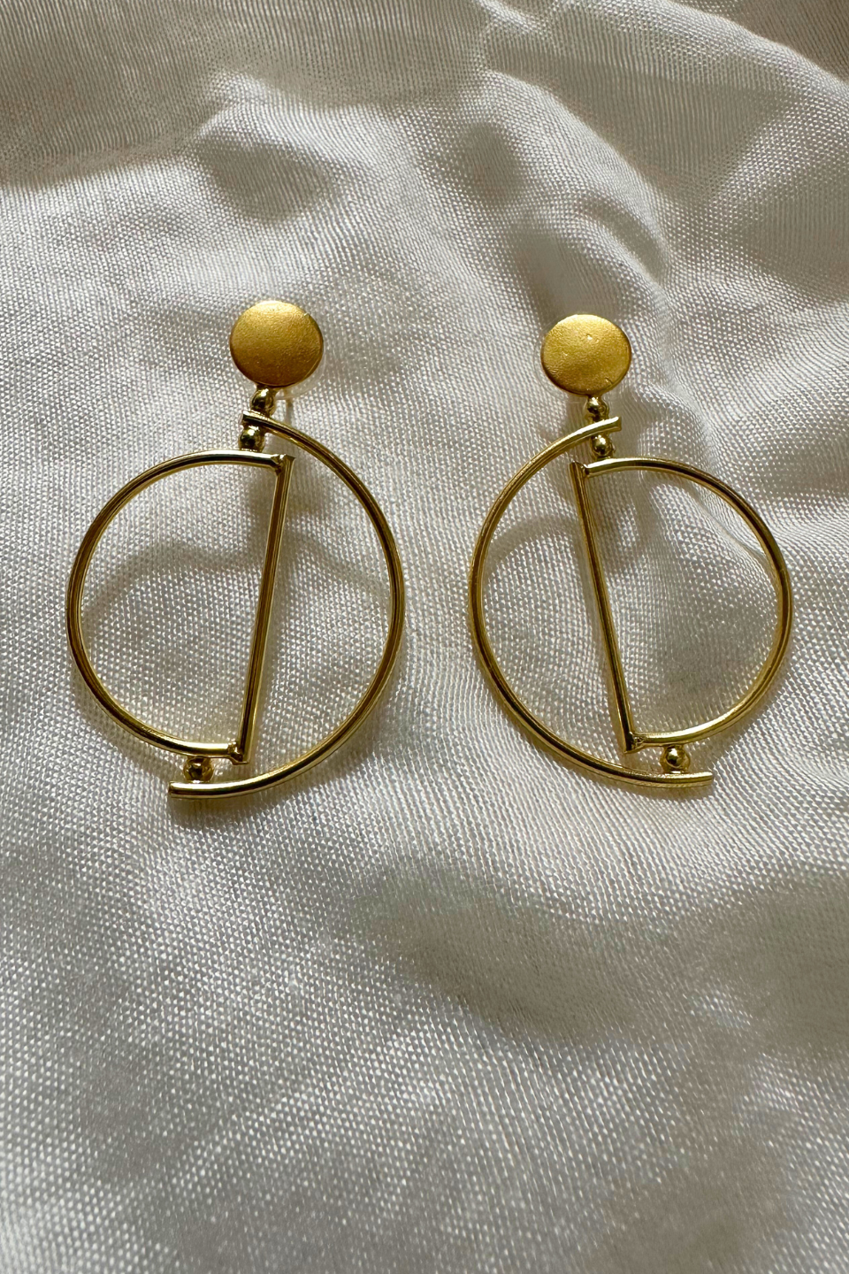 LocalLane Handcrafted Geometrical Brass Earrings