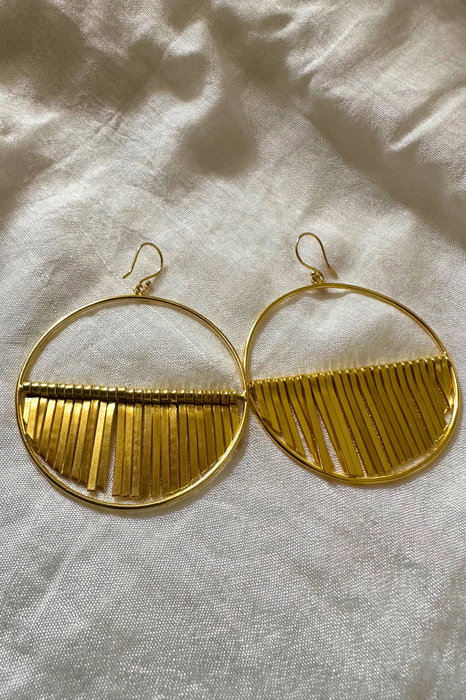 LocalLane Handcrafted Gold-Plated Frilled Hoops