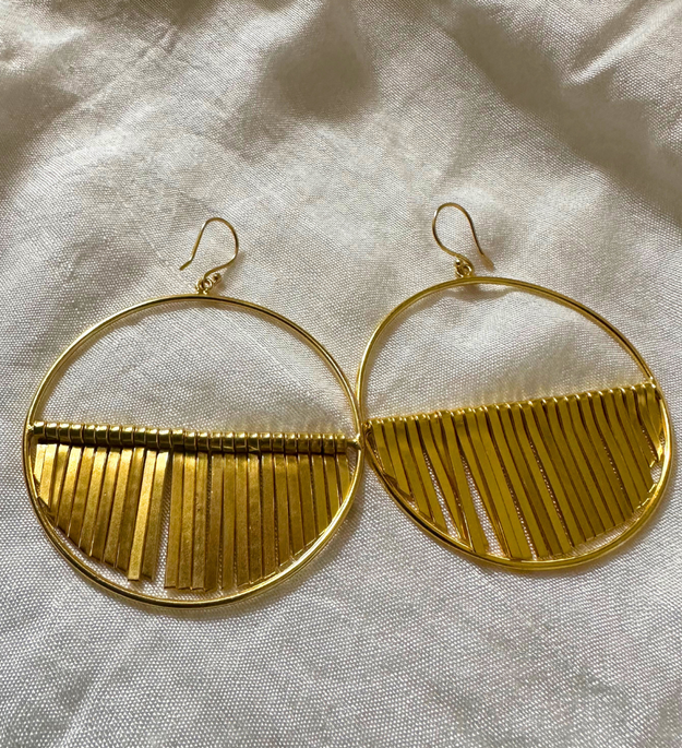 LocalLane Handcrafted Gold-Plated Frilled Hoops