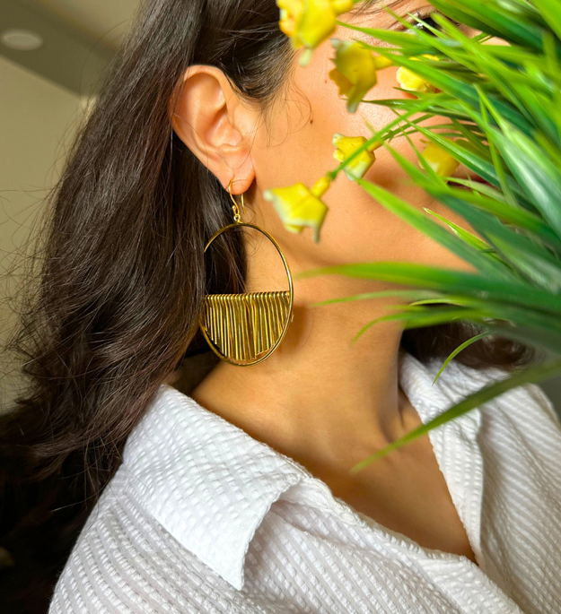 LocalLane Handcrafted Gold-Plated Frilled Hoops