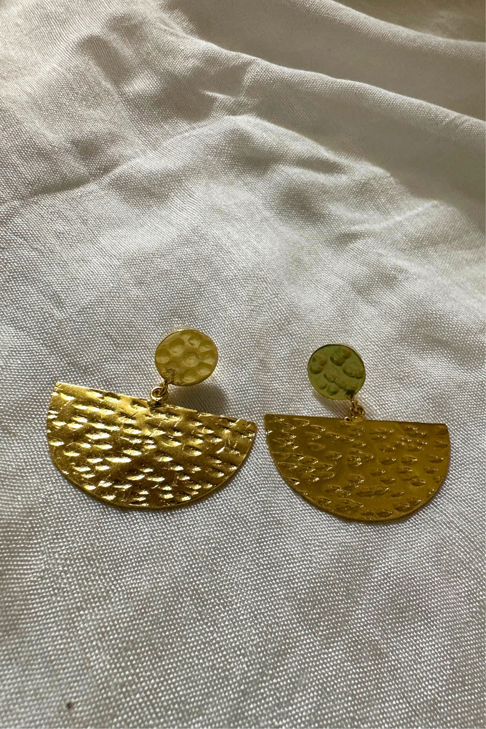 LocalLane Handcrafted Gold-Plated Hammered Half Moon Drops