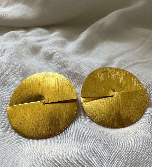 LocalLane Handcrafted Gold-Plated Statement Moon Studs