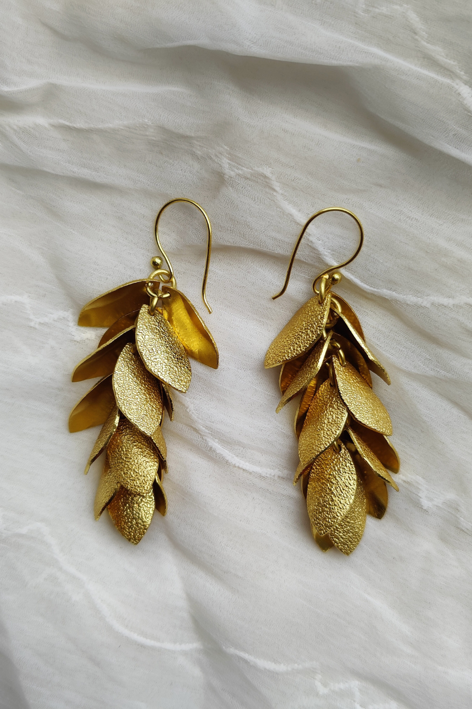 LocalLane Leafy Affair Drop Handmade Brass Earrings