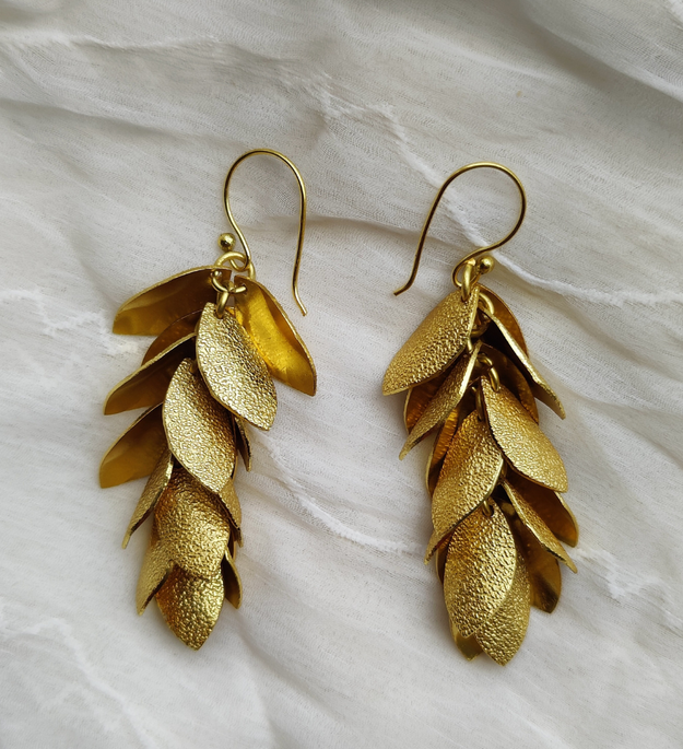 LocalLane Leafy Affair Drop Handmade Brass Earrings