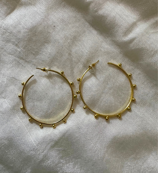 LocalLane Handcrafted Gold-Plated Beaded Hoops