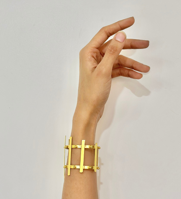 LocalLane Gold-Plated Cage Adjustable Brass Bracelet