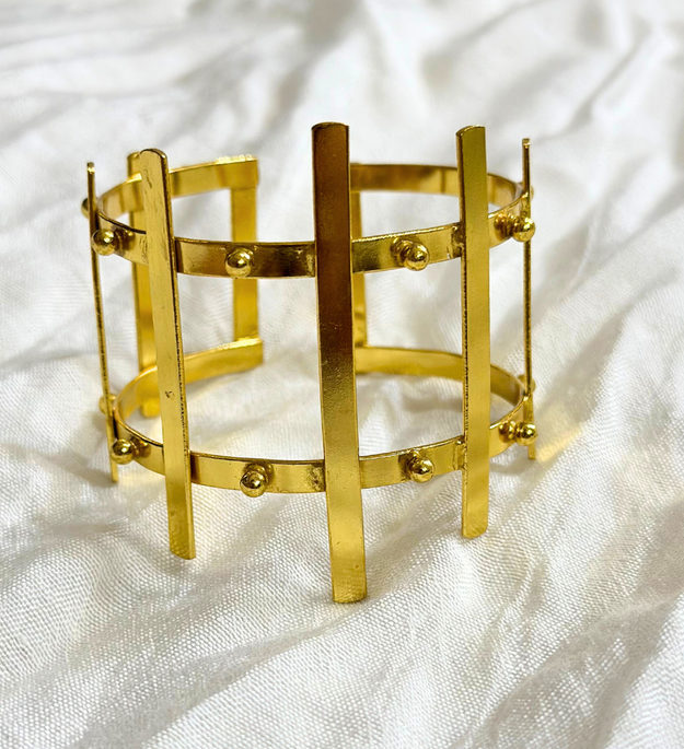 LocalLane Gold-Plated Cage Adjustable Brass Bracelet