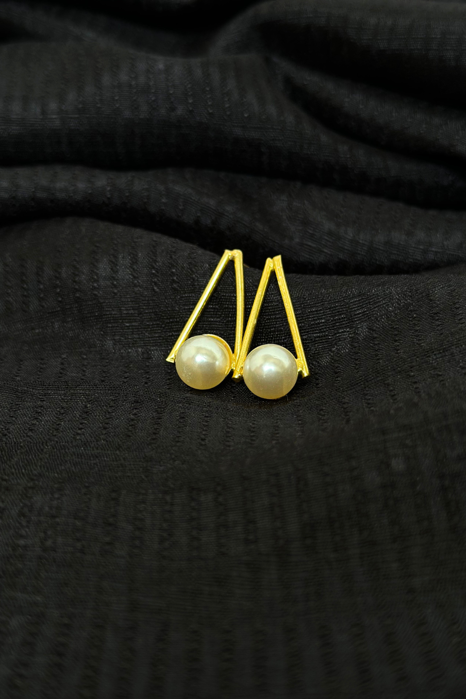 LocalLane Handcrafted Gold-Plated Pearl & Brass Studs