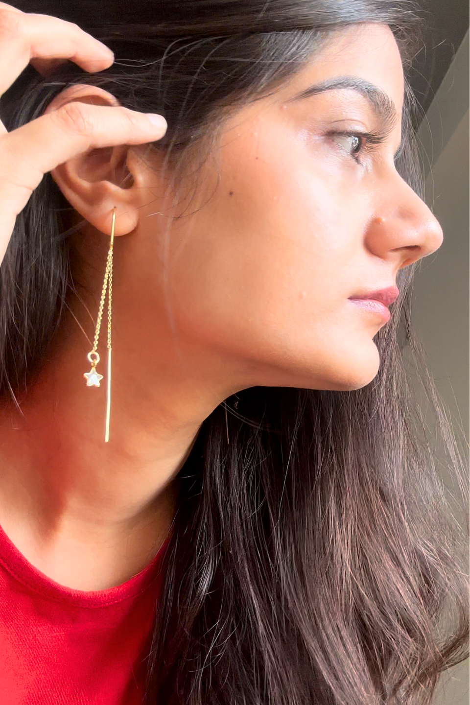 LocalLane Gold-Plated Star Needle & Thread Earrings