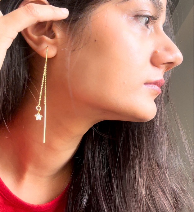 LocalLane Gold-Plated Star Needle & Thread Earrings