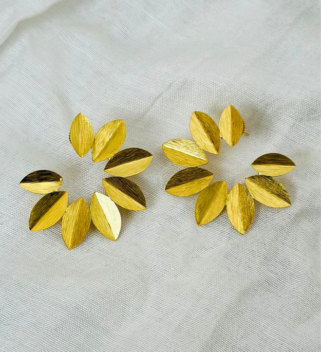 LocalLane Gold-Plated Tropical Leaves Earrings