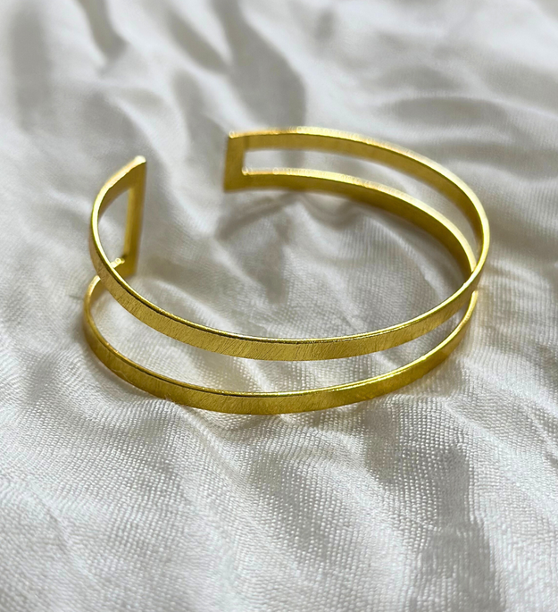 LocalLane Gold-Plated Adjustable Minimalist Brass Cuff Bracelet